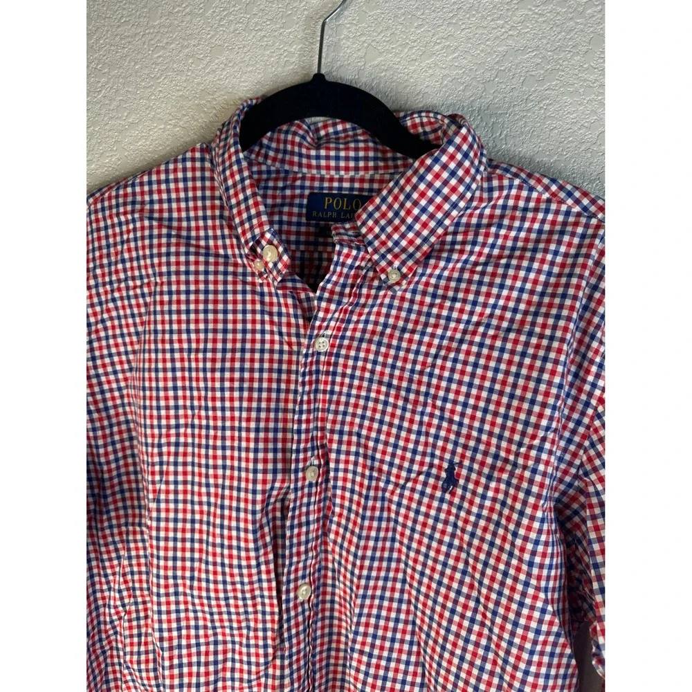Polo Ralph Lauren Men's Red Gingham Classic Fit Button Down Shirt Size Large